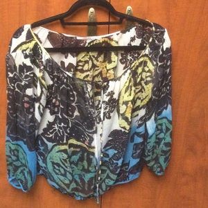 Language Women 3/4” Bell Sleeve Sleeve Silk Top S